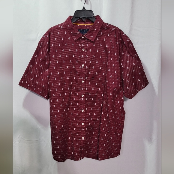 Gentlemen's Outfitters Other - Gentlemen's Outfitters Men's Red Polka Dot Anchor Print SS Dress Shirt Size 2X